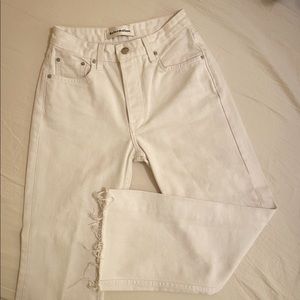 Reformation mid-rise crop flare white.